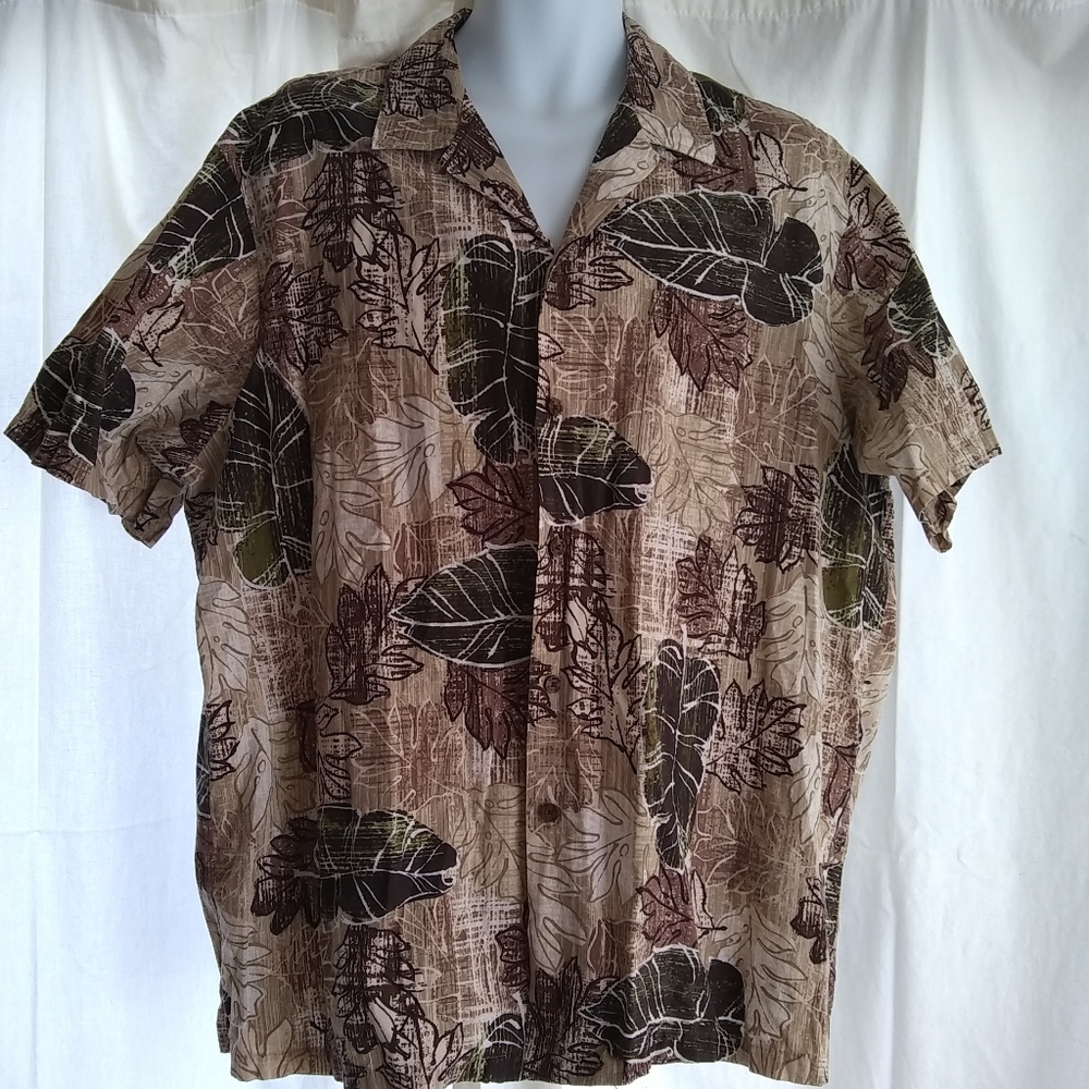 RJC Mens Hawaiian Shirt Size 2XL Green White Tropi